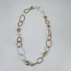 Sigrid Olsen Necklace Silver Gold Tone Cable Chain Beads 24”